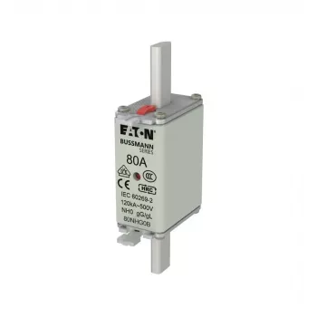 Eaton 80NHG0B fusível NH tamanho 0, 80 A, 500 V AC, gG, indicador mecânico, pack de 3
