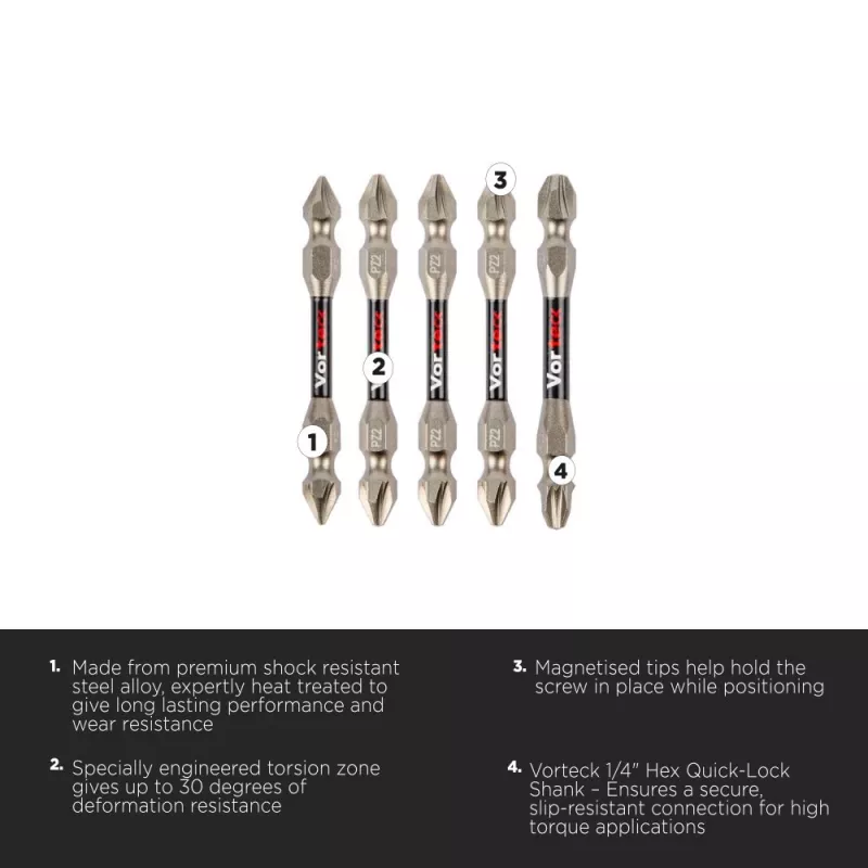 C.K T4481 DEPZML06D5 conjunto de bits Pozidriv, 6 peças, 25 mm, aço S2 com zona de torção