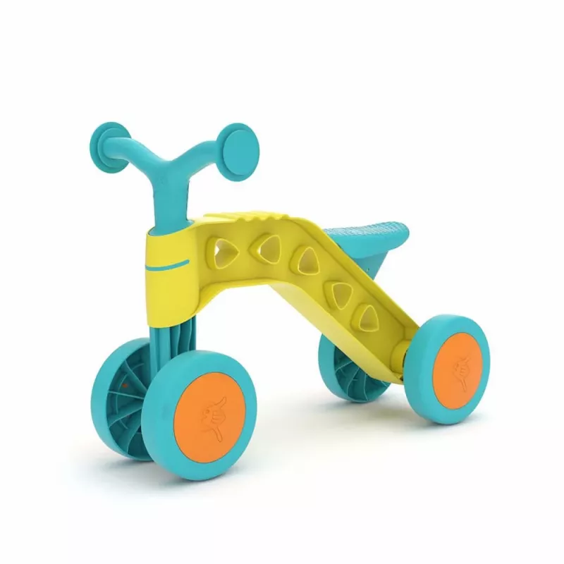 Chillafish Itsibitsi Bicicleta de Equilíbrio de 4 Rodas para Crianças Pequenas, Amarelo/Azul-Claro, 1-3 Anos