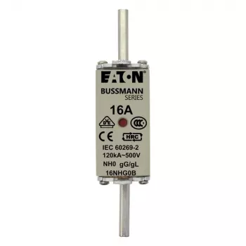 Eaton 6NHG0B Fusível NH com Indicador Mecânico, Tamanho NH0, 6 A, 500 V AC, gG, Pack de 3