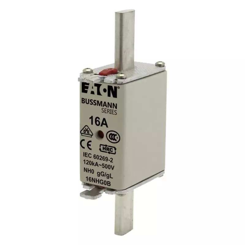 Eaton 6NHG0B Fusível NH com Indicador Mecânico, Tamanho NH0, 6 A, 500 V AC, gG, Pack de 3