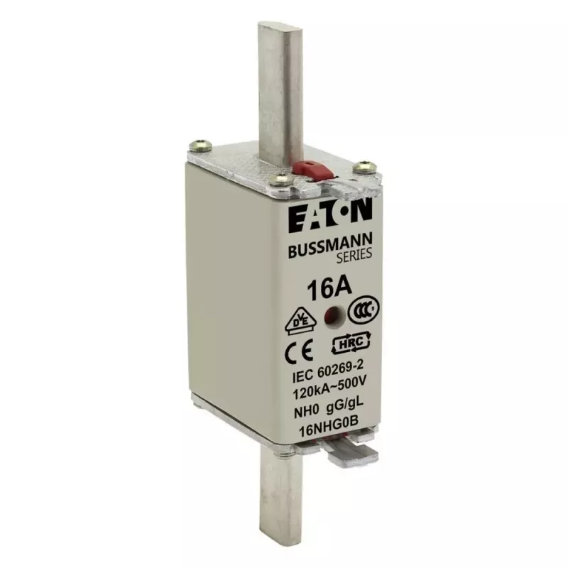 Eaton 6NHG0B Fusível NH com Indicador Mecânico, Tamanho NH0, 6 A, 500 V AC, gG, Pack de 3