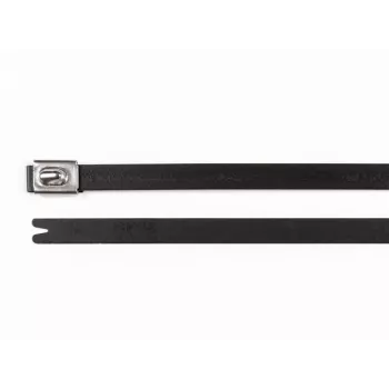 HellermannTyton 111-00294 MBT8HFC-SS316/SP-BK Abraçadeira de Cabo de Aço Inoxidável, 201 mm x 7,9 mm, Preto, Fecho de Esfera, Estabilizado a UV