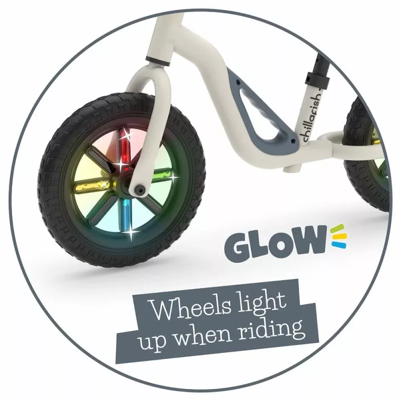 Chillafish Charlie 10 Bicicleta de Equilíbrio, Bege, com Luzes, 1,5-4 Anos