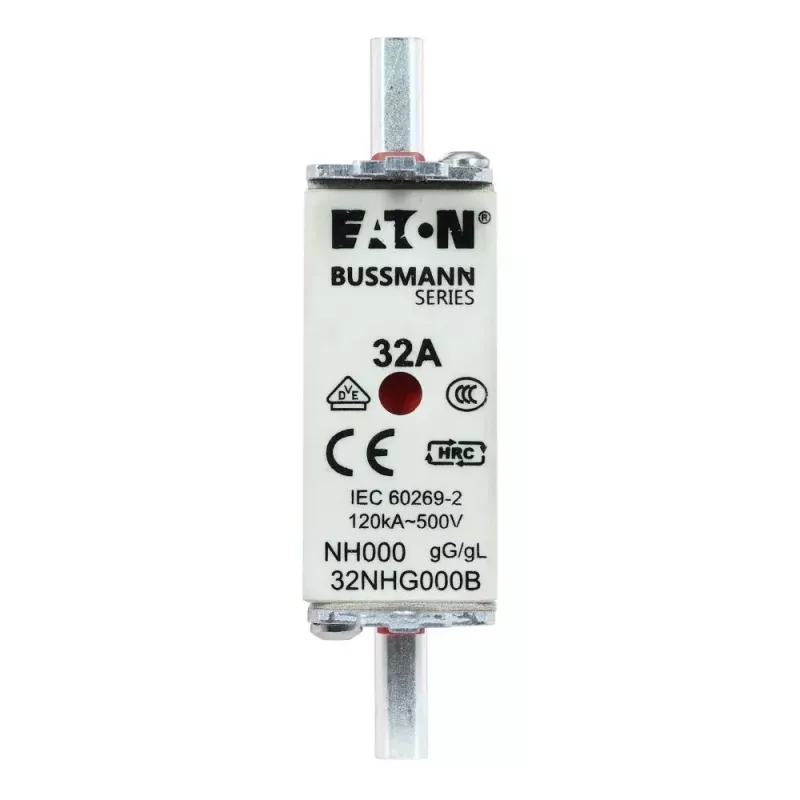 Eaton 32NHG000B fusível NH com indicador mecânico, 32 A, 500 V AC, tamanho 000, gG, pack de 3