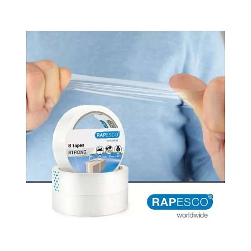 Fita adesiva transparente Rapesco 1808 25,5 mm x 66 m, 8 rolos