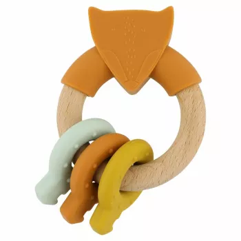 Brinquedo de madeira e silicone para bebé Trixie, raposa, 0m+