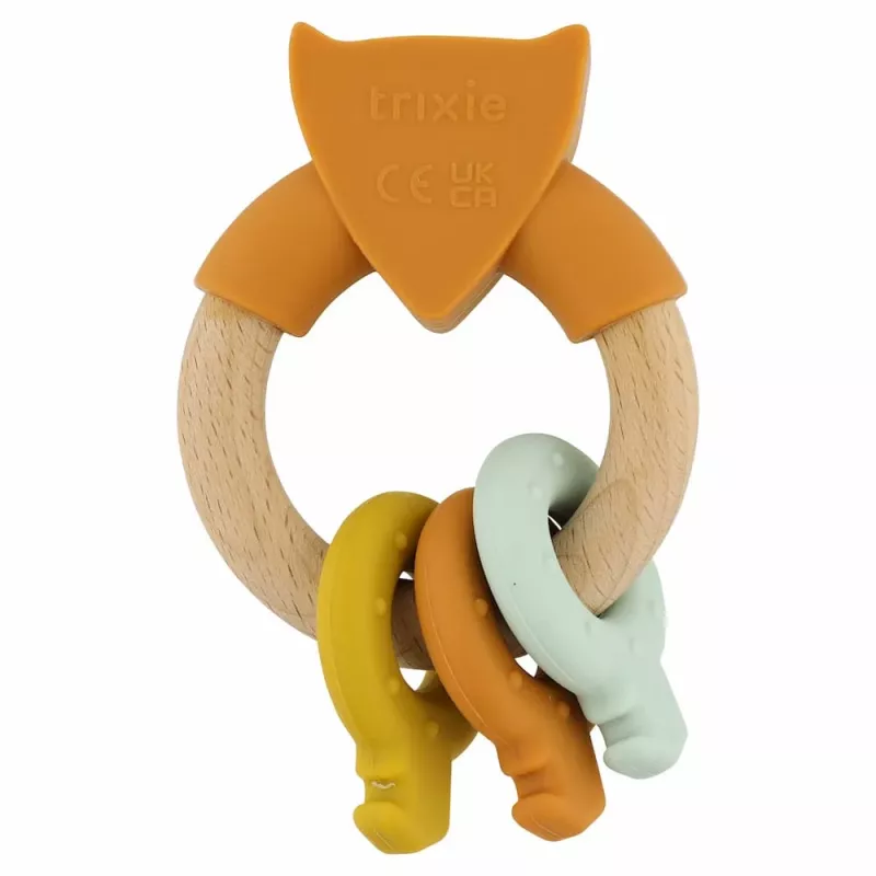 Brinquedo de madeira e silicone para bebé Trixie, raposa, 0m+