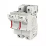 Suporte de fusível cilíndrico bipolar Eaton CH142DU, 50 A, 690 V AC, montagem em calha DIN, 14 x 51 mm