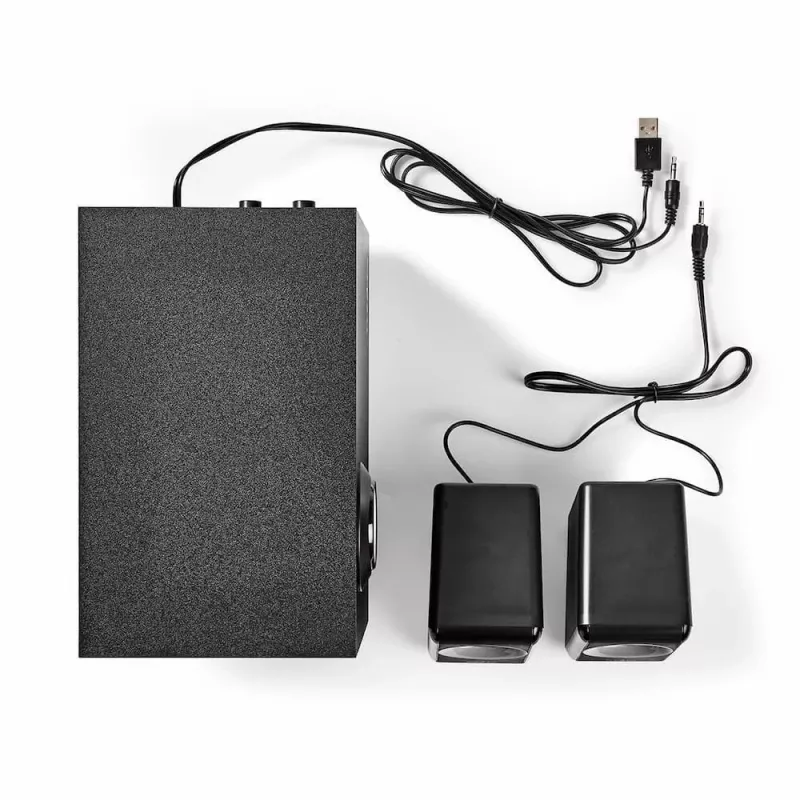 Nedis CSPR10021BK Conjunto de colunas para PC 2.1, 33 W, alimentado por USB, preto