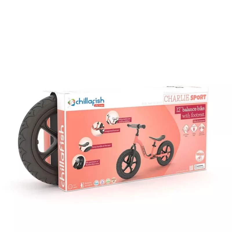 Chillafish Charlie Sport 12 bicicleta de equilíbrio, Flamingo Pink, 2-5 anos