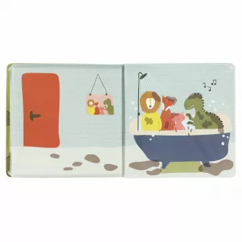 Livro de banho Trixie dinossauro, impermeável, flutua, páginas com som, 6m+