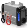 Qoltec inversor de onda sinusoidal pura 12V para 230V 300W/600W com LCD, USB-A e USB-C PD, compatível com LiFePO4/GEL/AGM