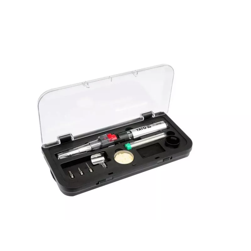 Ferro de soldar a gás Yato YT-36706 1300°C maçarico a butano com soprador de ar quente, preto/vermelho/aço inoxidável