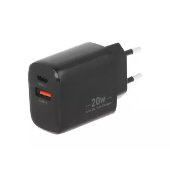 Carregador MOVANO GaN 20W USB-C PD + USB-A (preto)