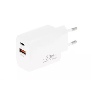 Carregador MOVANO GaN 20W USB-C PD + USB-A (branco)