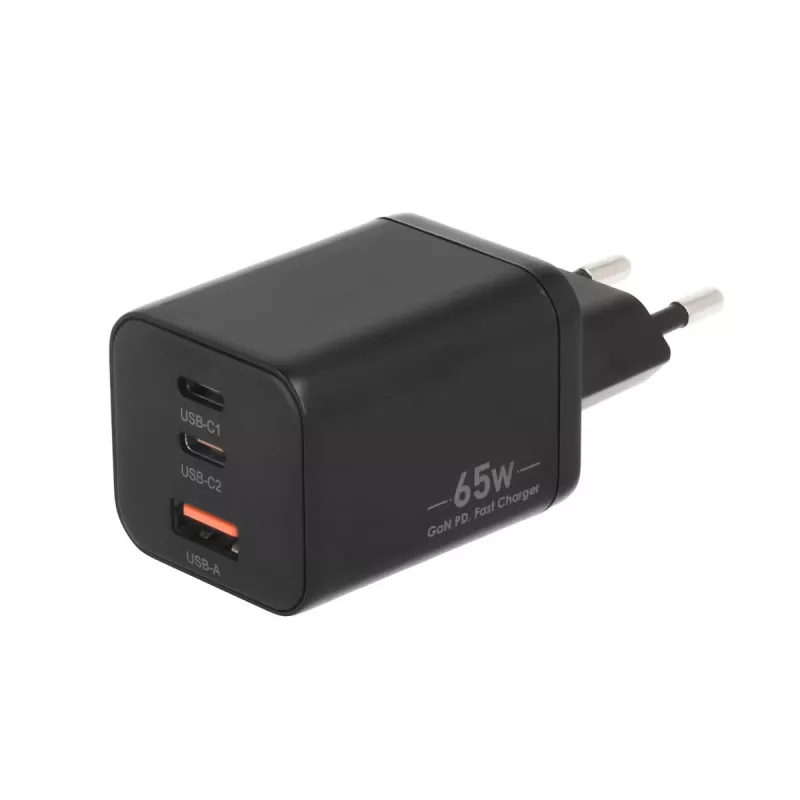 Carregador MOVANO GaN 65W 2x USB-C PD + USB-A (Preto)