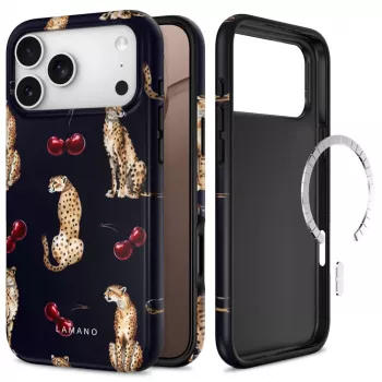 Capa TECH-PROTECT Lamano MagSafe para iPhone 17 Pro Max / 18 Pro Max - Midnight Cherry
