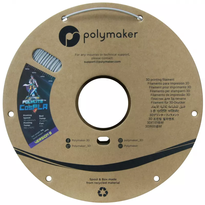Polymaker PA07045 CosPLA Version B Filamento PLA Easy Sanding Paint Adhesion 1,75 mm