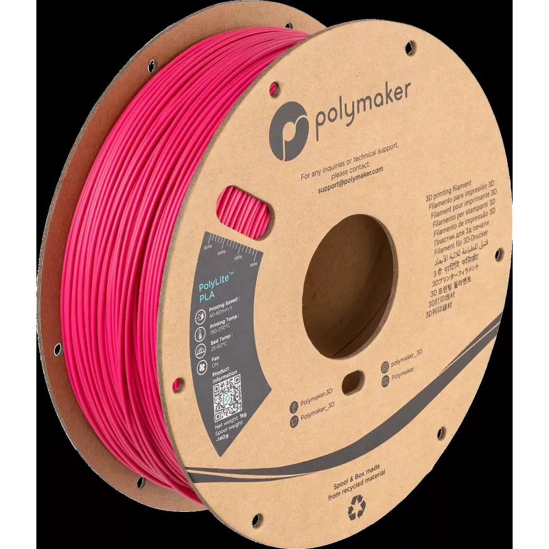Polymaker PolyLite PLA Filamento para impressora 3D 1,75mm 1kg magenta PA02054