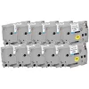 Cassete de fita de etiquetagem compatível G&G 20100 para Brother TZe-231, 12 mm, preto sobre branco, pack de 10