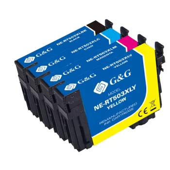 G&G Tinteiros Compatíveis Pack de 4 para Epson 503XL – Preto, Ciano, Magenta, Amarelo (GP-E503XLBKCMY-4P-R)