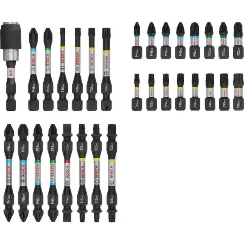 Conjunto de 31 bits de aparafusar Bosch PRO Impact Control PH PZ T TH H 25 mm 2608521U71