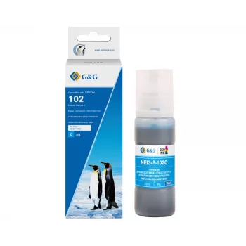 Frasco de tinta ciano compatível G&G Epson 102/C13T03R240 (20694)