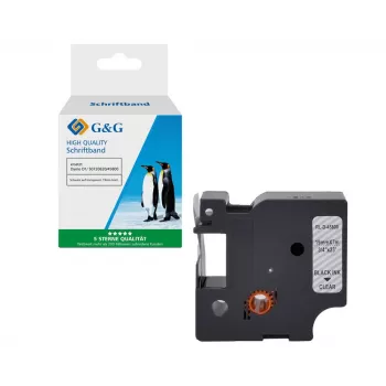 Fita de etiquetar compatível G&G Dymo D1 19mm x 7m preto sobre transparente (5DY45800-TD)