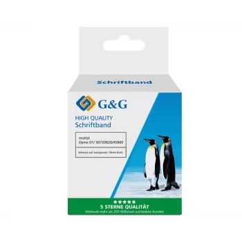 Fita de etiquetar compatível G&G Dymo D1 19mm x 7m preto sobre transparente (5DY45800-TD)