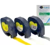 G&G TD-RL-D-91201/2/8-3P Conjunto de fitas de etiquetar, 12 mm, pack de 3 (branco, amarelo, prateado sobre preto), compatível com DYMO D1