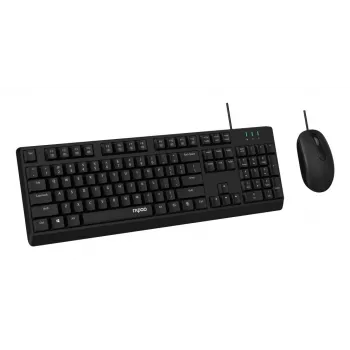 Rapoo NX1500 Conjunto de teclado e rato com fio, Full-Size QWERTZ, Preto R-13100