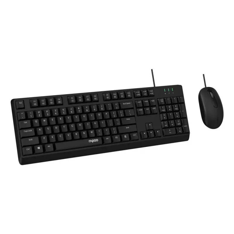 Rapoo NX1500 Conjunto de teclado e rato com fio, Full-Size QWERTZ, Preto R-13100