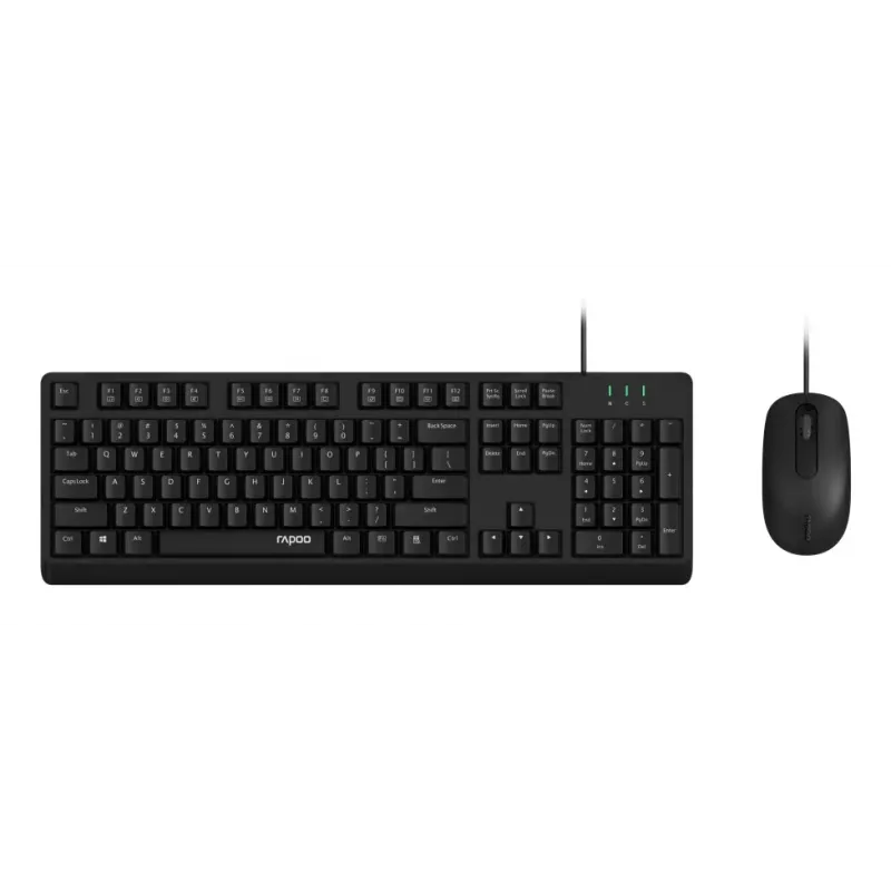 Rapoo NX1500 Conjunto de teclado e rato com fio, Full-Size QWERTZ, Preto R-13100