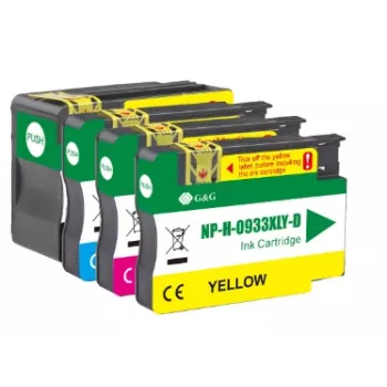 G&G cartuchos de tinta compatíveis pack de 4 Preto/Ciano/Magenta/Amarelo para HP 932XL/933XL (GP-H932XLBK/933XLCMY-4P)