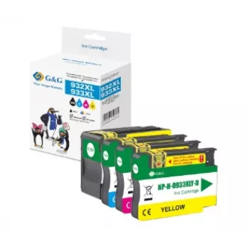 G&G cartuchos de tinta compatíveis pack de 4 Preto/Ciano/Magenta/Amarelo para HP 932XL/933XL (GP-H932XLBK/933XLCMY-4P)