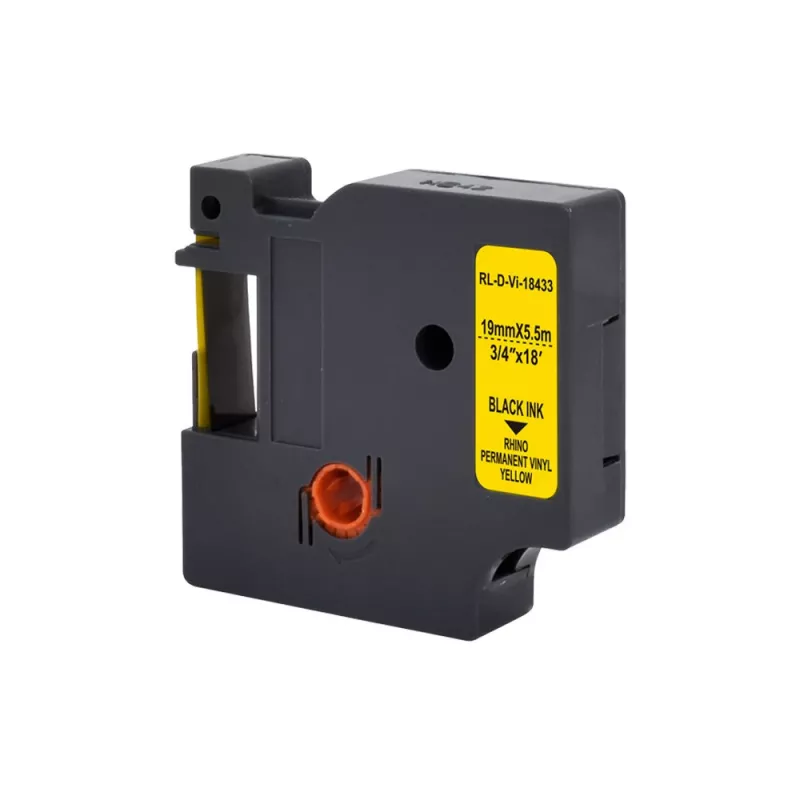 Fita de etiquetar em vinil G&G 19mm x 5,5m preto sobre amarelo para Dymo D1 RL-D-Vi-18433-BK/YE-19MM*5.5M