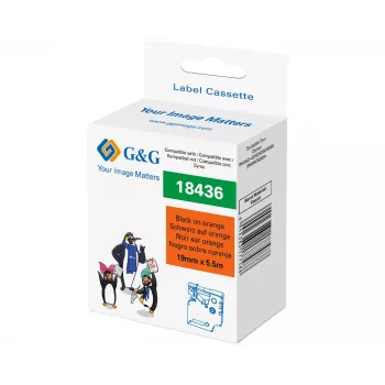 G&G RL-D-Vi-18436 fita de etiquetar em vinil 19mm x 5,5m laranja com impressão preta RL-D-Vi-18436-BK/OR-19MM*5.5M