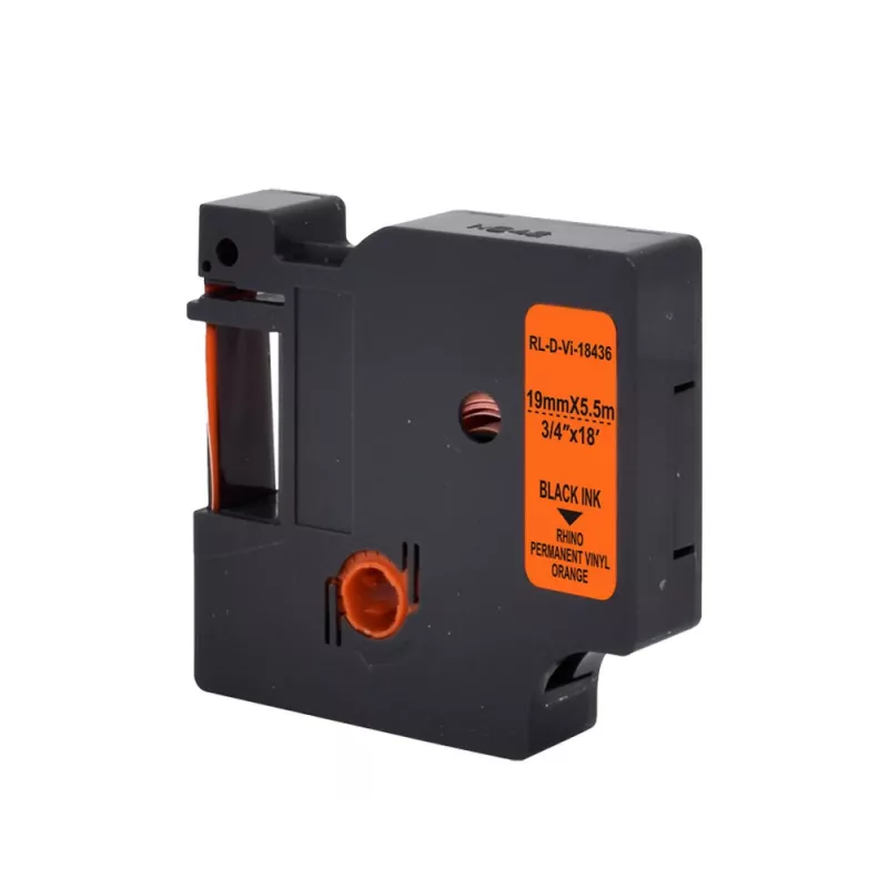 G&G RL-D-Vi-18436 fita de etiquetar em vinil 19mm x 5,5m laranja com impressão preta RL-D-Vi-18436-BK/OR-19MM*5.5M