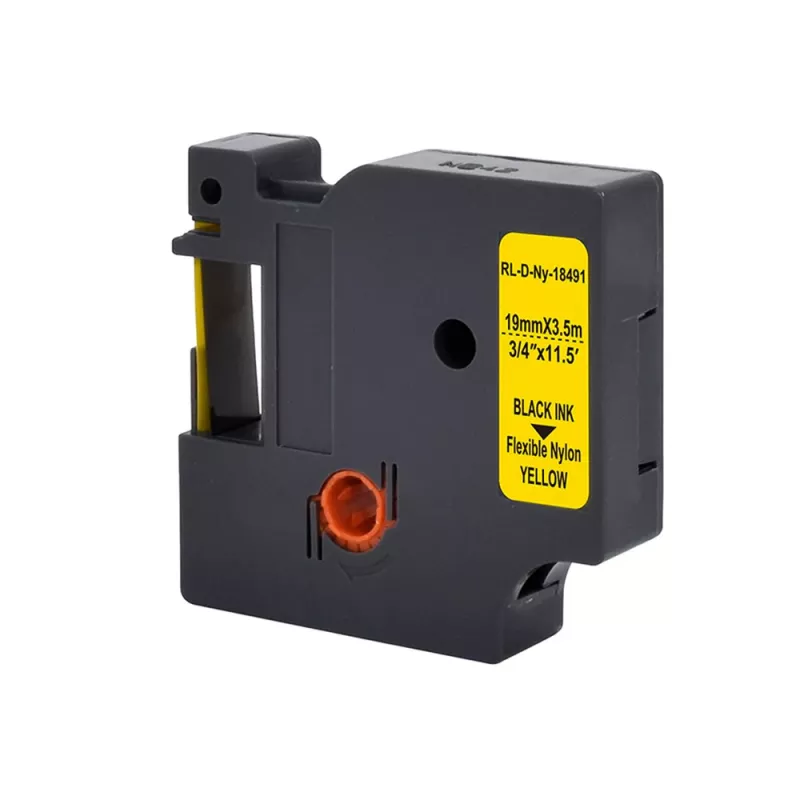 G&G Rhino 21698 fita de etiquetar 19 mm preto sobre amarelo (substitui DYMO 18491)