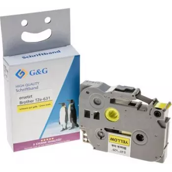 G&G cassete de fita de etiquetar Brother TZe-631 preto sobre amarelo 12mm 8m 14957