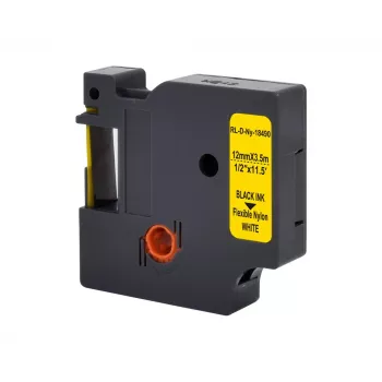 G&G Fita de etiquetar em poliamida 12mm x 3,5m Amarelo/Preto para Dymo Rhino RL-D-Ny-18490-BK/YE-12MM*3.5M
