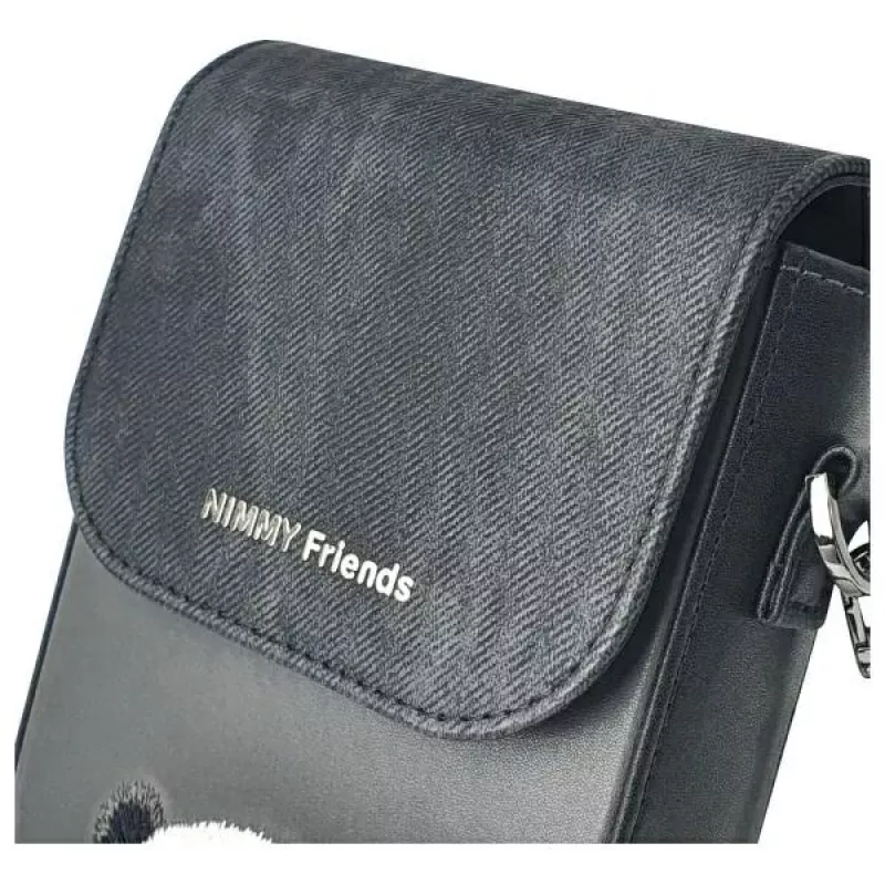 Bolsa de ombro Nimmy Big Eyed Pet 2.0 Panda para telemóvel - pele PU preta