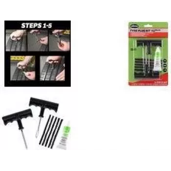Kit de reparação de pneus com slime IWH, kit de reparação de furos para pneus tubeless de 8 peças com ferramentas de punho em T e 5 tampões de borracha butílica 20500