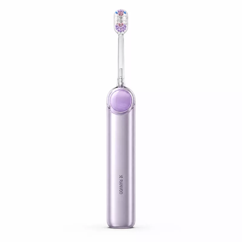 Escova de dentes elétrica RANVOO PQ5 Pure Sonic, Roxo, 5 modos, 4 cabeças de escova, carregamento USB