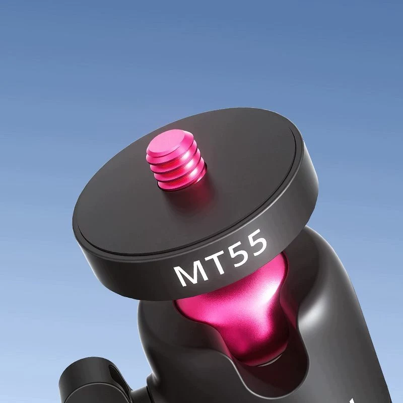 ULANZI MT-55 mini tripé 4 em 1 bastão selfie com punho e clipe para mochila, com cabeça de esfera, parafuso de 1/4 polegadas, suporte para telemóvel 60-85 mm, liga de alumínio, preto