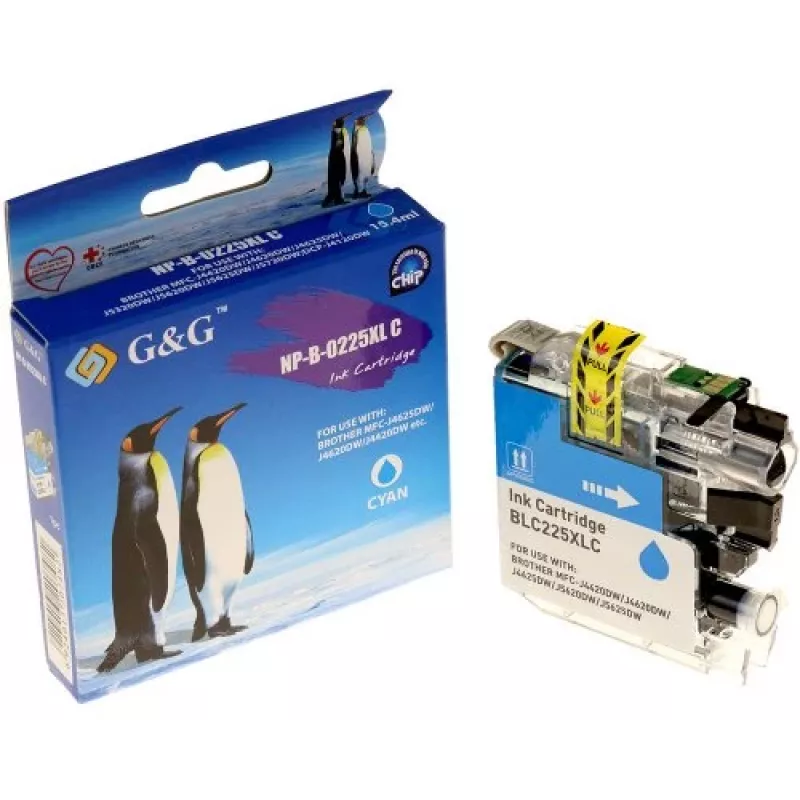 Tinteiro compatível G&G Brother LC-225XLC ciano de alta capacidade (14536)