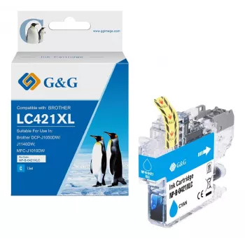 Tinteiro compatível G&G Brother LC421XLC alta capacidade ciano (500 páginas)