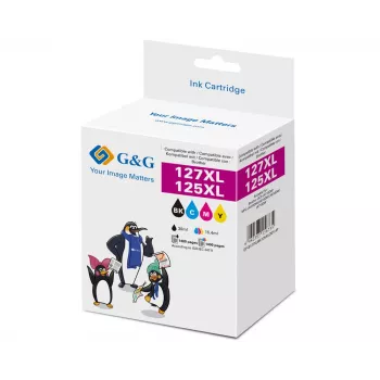 Pack de 4 tinteiros XXL G&G compatíveis com Brother LC-127XLVALBP (preto, ciano, magenta, amarelo) 14784