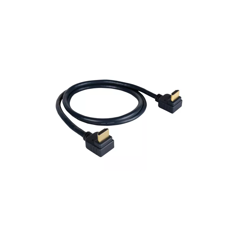 Cabo HDMI de alta velocidade com Ethernet Kramer série C-HM/RA2 C-HM/RA2-6, ficha HDMI macho angular para ficha HDMI macho angular, 1,8 m, triplamente blindado, cinzento, suporte 4K 97-0144006
